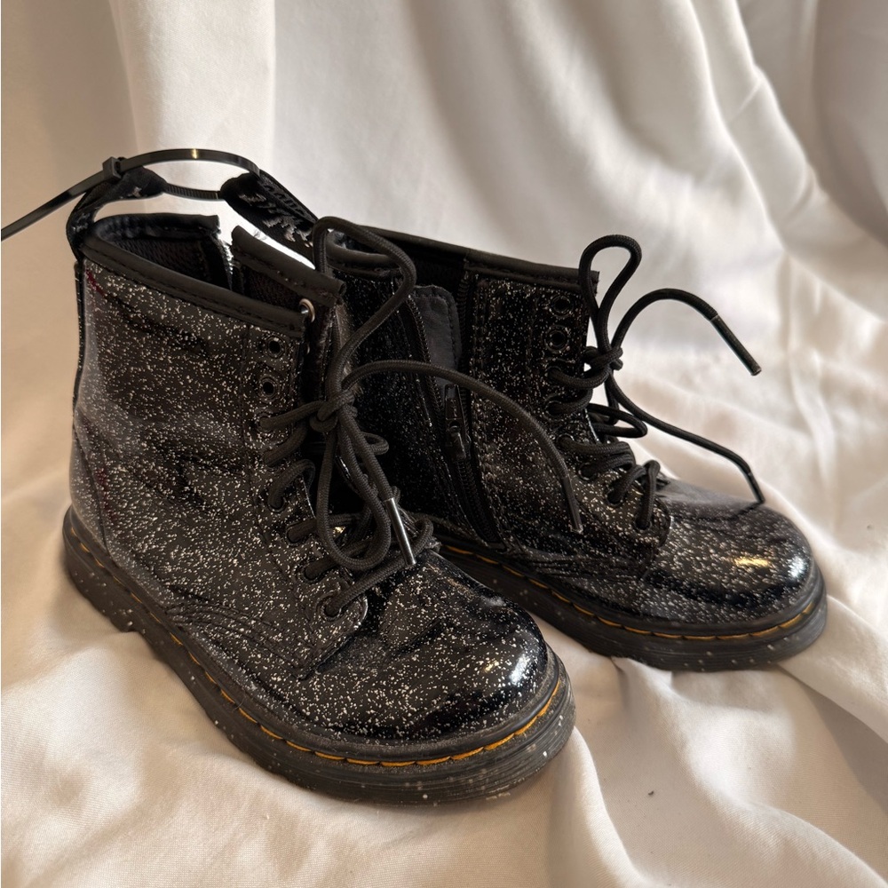 Dr. Martens Black Glitter Kids Boots